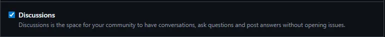 开启 GitHub Discussions 功能